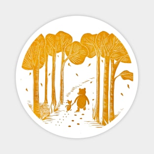 "If there ever comes a day when we can't be together" Winnie the Pooh and Piglet linocut Magnet